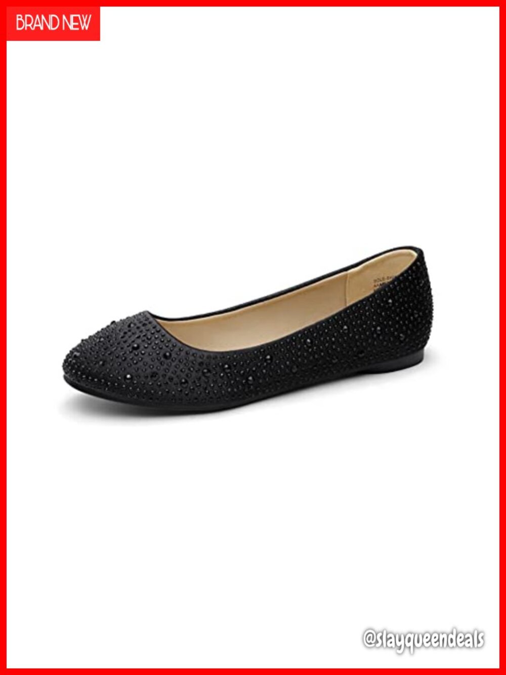Rhinestone Ballet Flats Round Toe Slip-On Dressy Wedding Formal Work